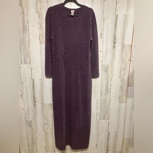J. Jill Purple Boucle Knit Merino Wool Blend Maxi Sweater Dress L Tall